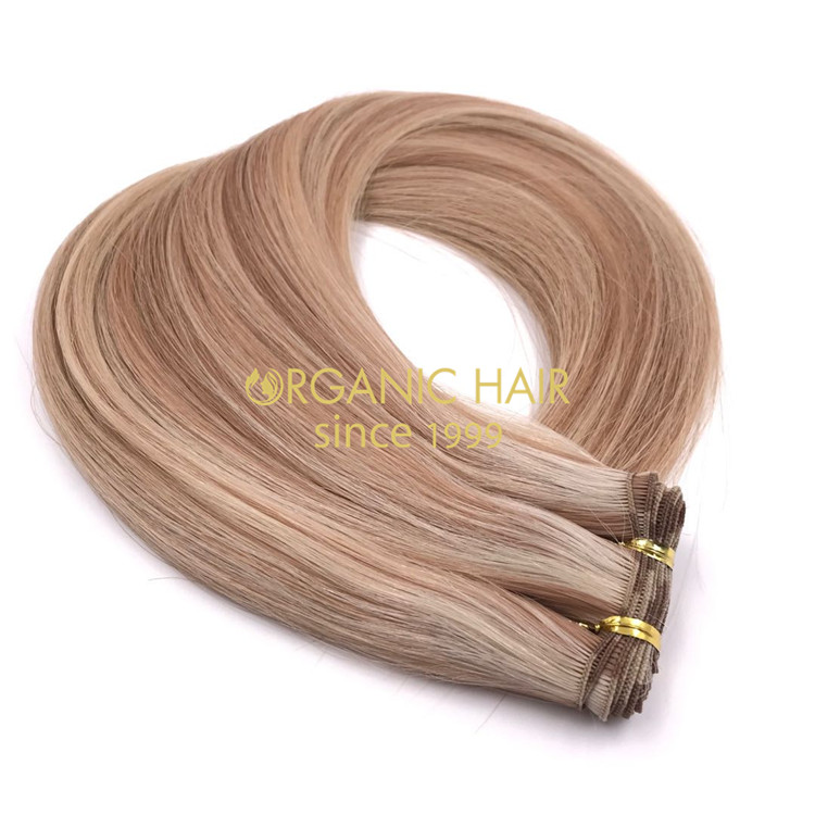 Cuticle intact hand tied wefts customized piano color #14/613 X242